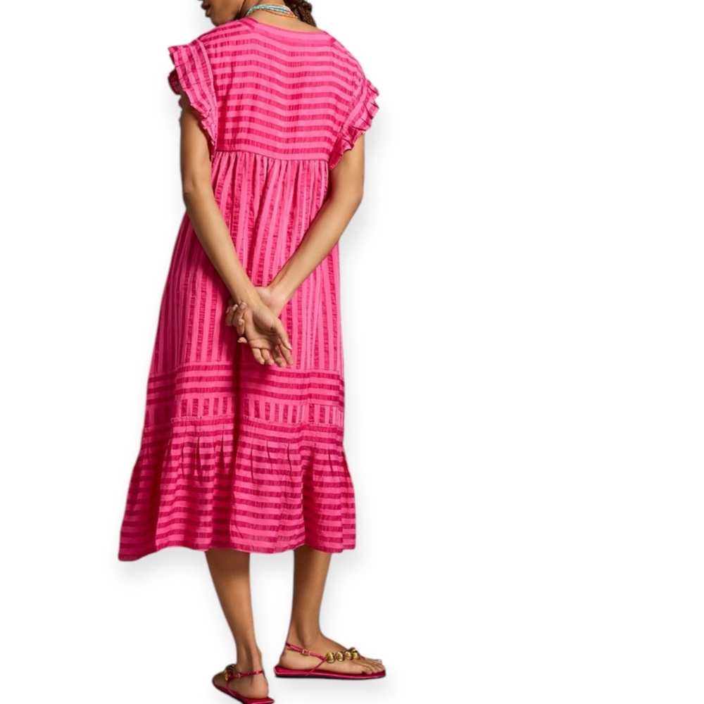 Anthropologie Pink Flutter Sleeve Dress - Picture 2 of 13